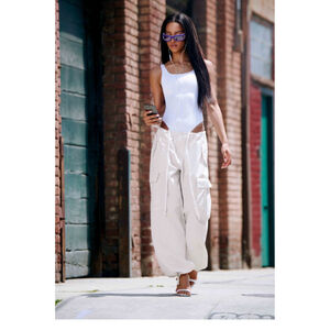 Women's GOOD AMERICAN White Parachute Cargo Pants S